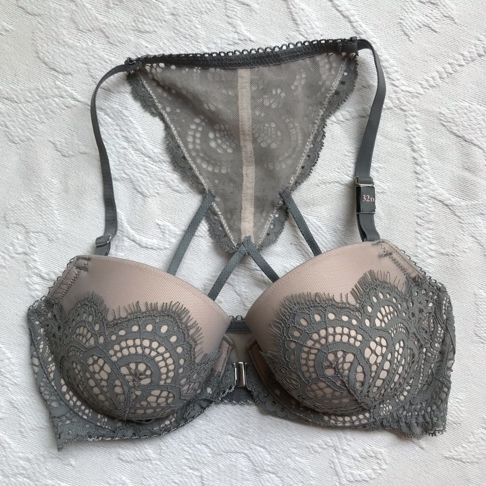 VS Dream Angels Lined Demi Lace Racerback Bra 32D